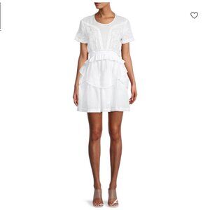 IRO Fiore Ruffled Embroidered Mini Dress EU 34 / US 2